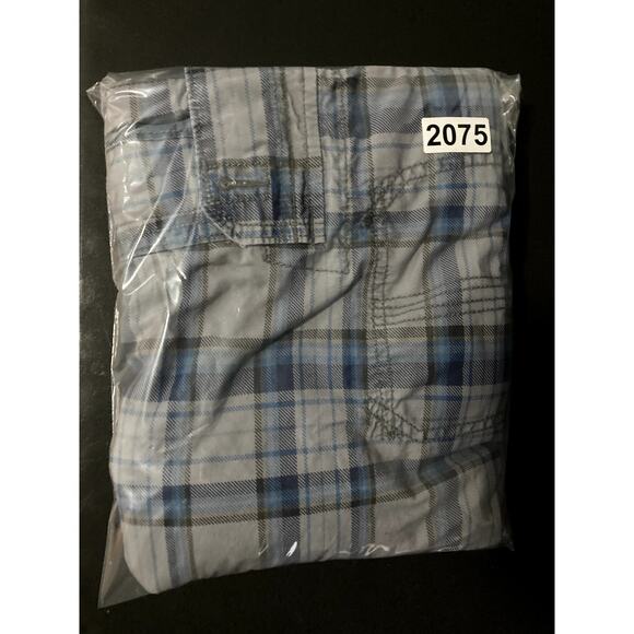 OP Ocean Pacific Board Shorts Mens 40 Gray/Blue Plaid Cargo Beach Casual - Picture 14 of 14